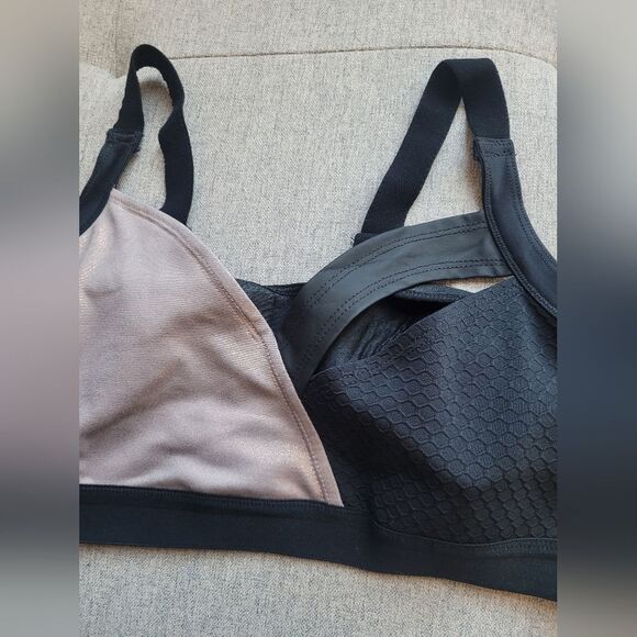 Lukka Lux Cowabunga! Sports Bra Assymetrical Metallic Rose Gold Athletic Large - Picture 7 of 8